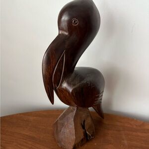 Artisan Carved Wooden Bird Figurine